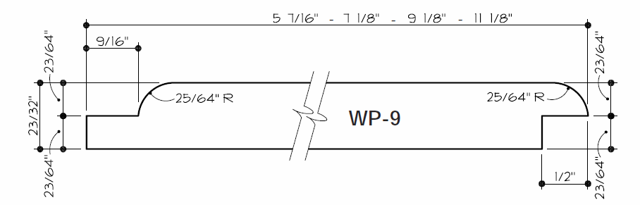 WWPA - SHIPLAP WP-9 ROUNDED EDGE 1/2 LAP PATTERN 