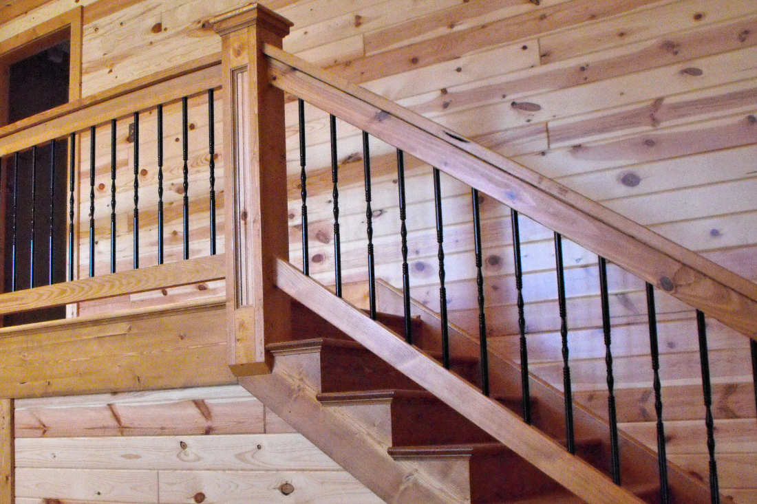 KNOTTY PINE PANELING 1X6 TONGUE & GROOVE CLEAR FINISH STAIRCASE